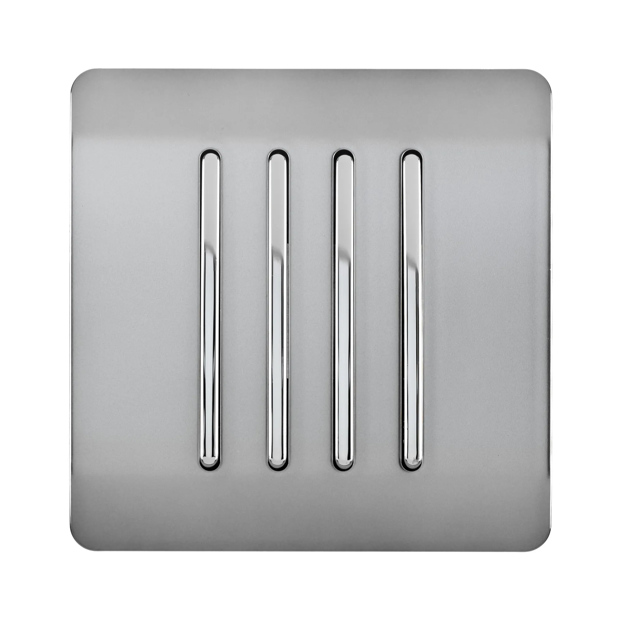 4 Gang 2 Way 10 Amp Rocker Brushed Steel